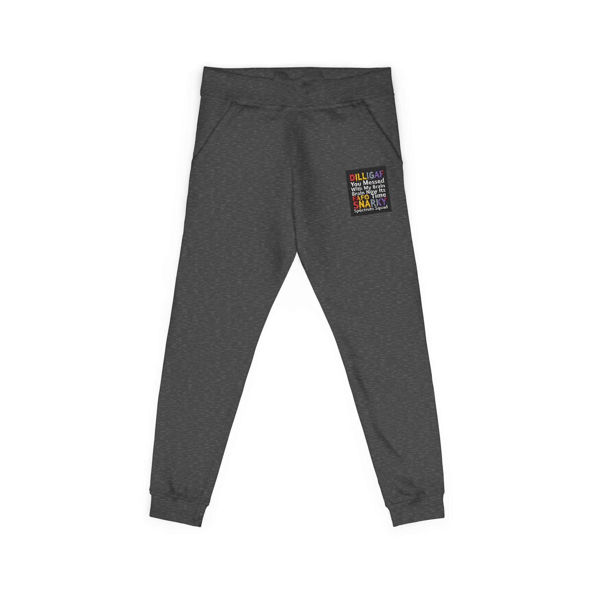 Embroidered Colorblock QR Joggers — Casual Fleece Sweatpants