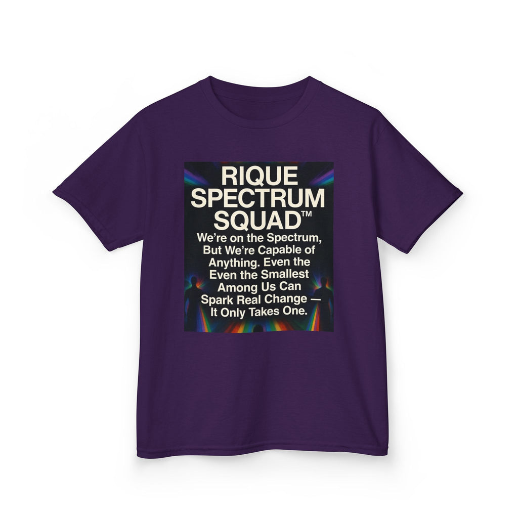 Kids Spectrum Squad Tee — "I Go Into The Fire" Phoenix Resilience Shirt