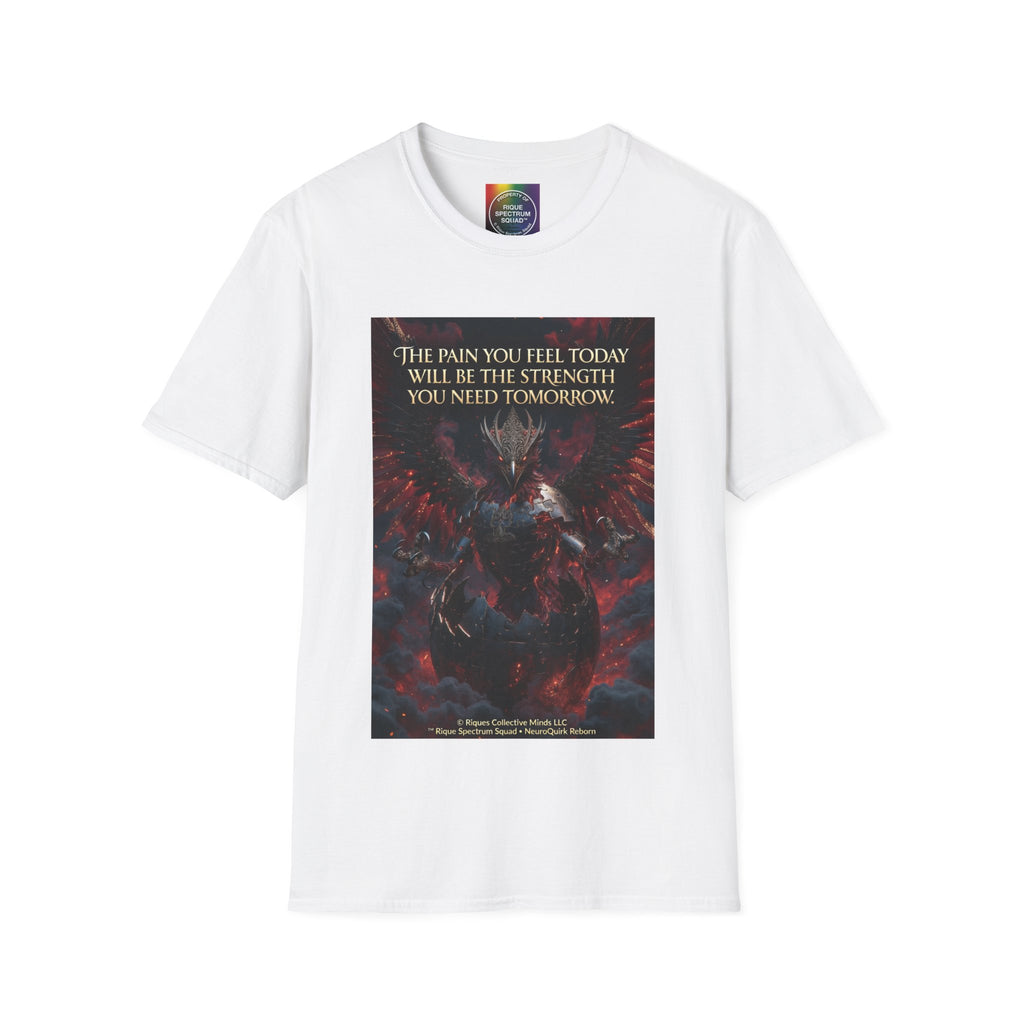 Phoenix Rising T‑Shirt — Fiery Angelic Illustration with Inspirational Text