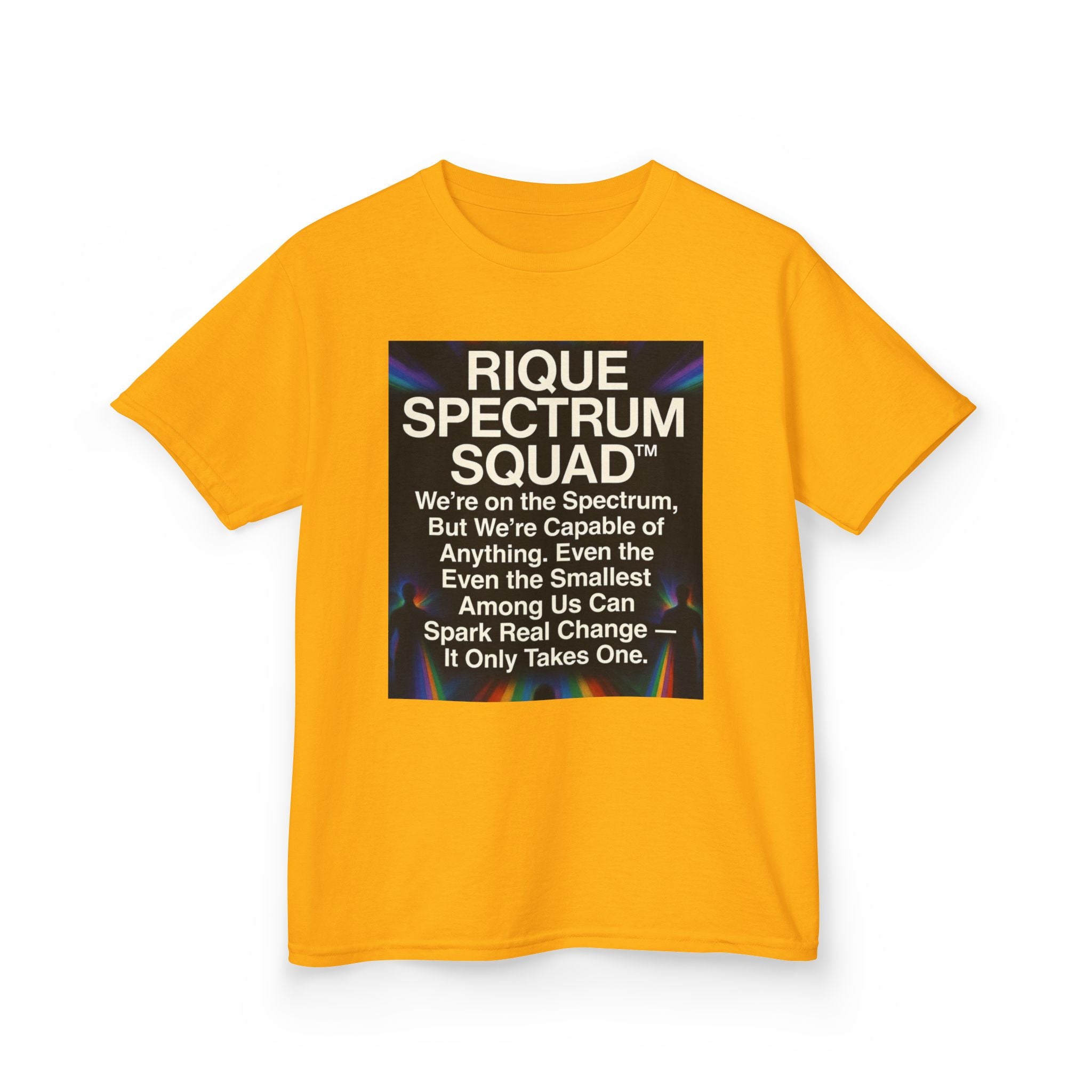 Kids Spectrum Squad Tee — "I Go Into The Fire" Phoenix Resilience Shirt