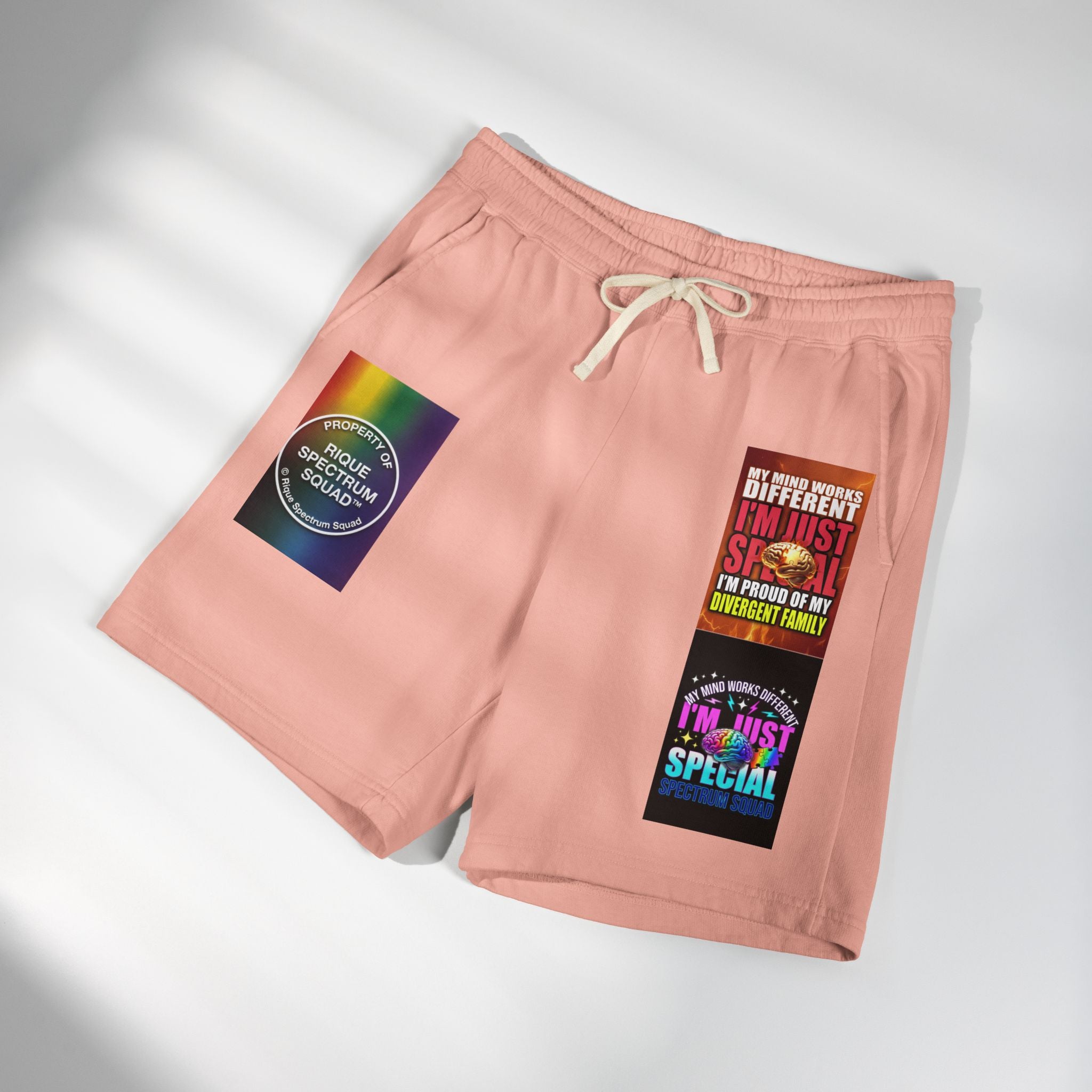 Pride Graphic Sweat Shorts — "I'm Just Special" & Rainbow Spectrum Patch