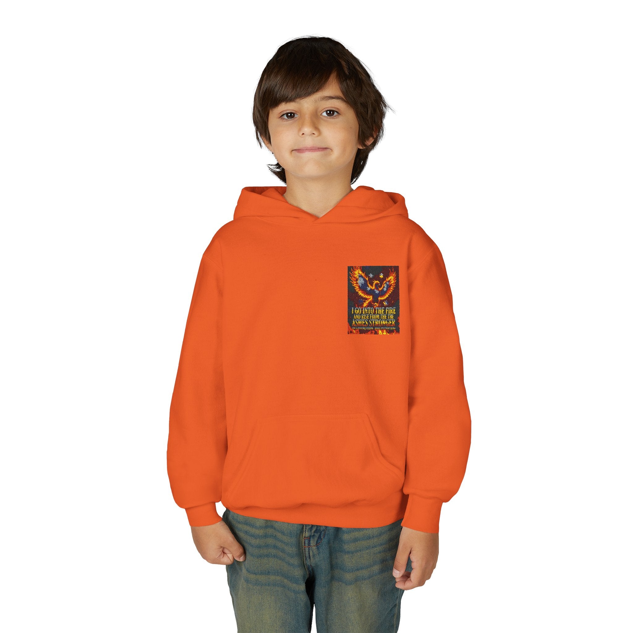 Youth Hoodie — 'Stay Wild, Be Brave' Heart Flame Graphic