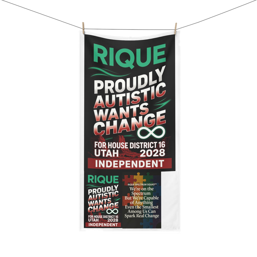 Campaign Beach Towel — "Proudly Autistic Wants Change" Political Support Towel