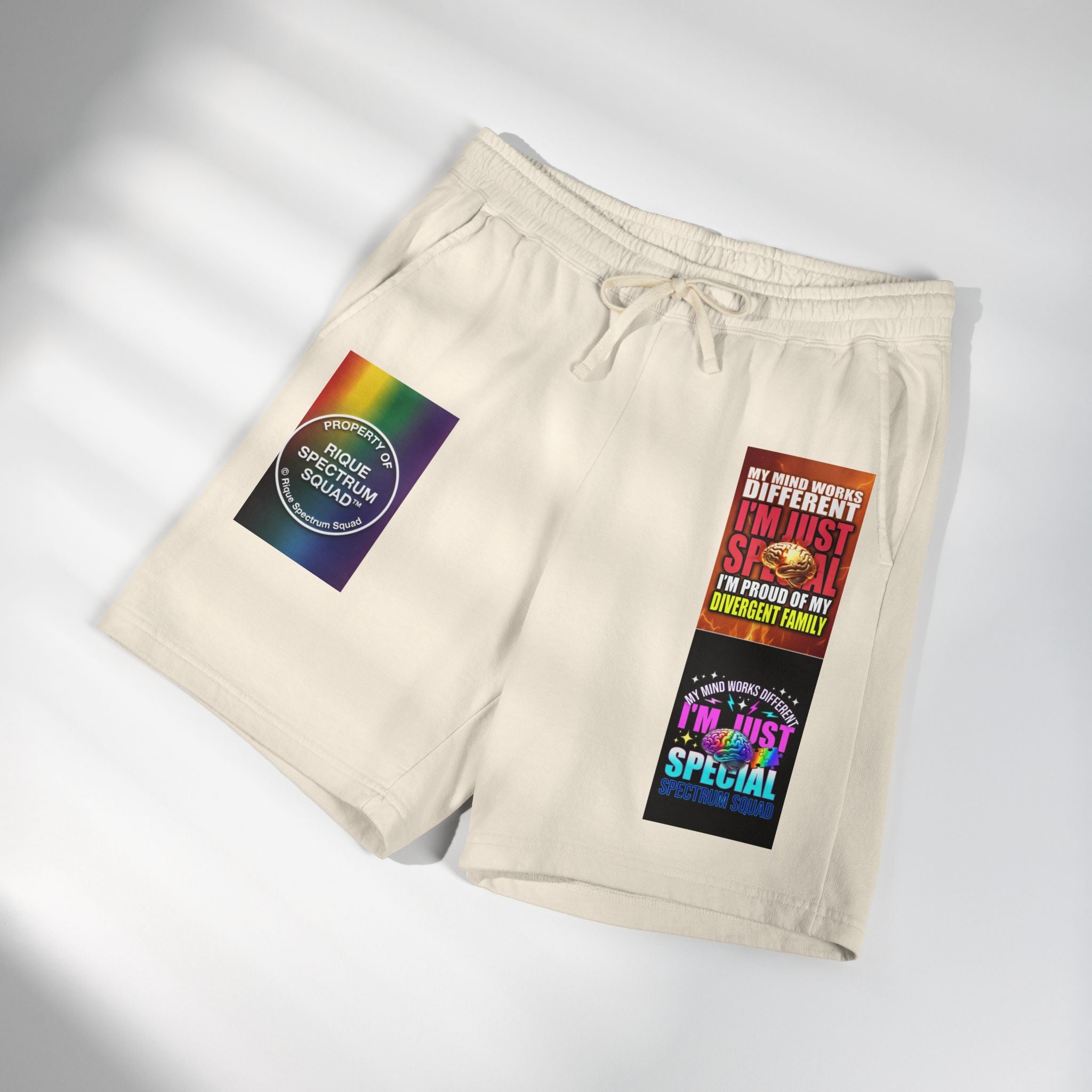 Pride Graphic Sweat Shorts — "I'm Just Special" & Rainbow Spectrum Patch