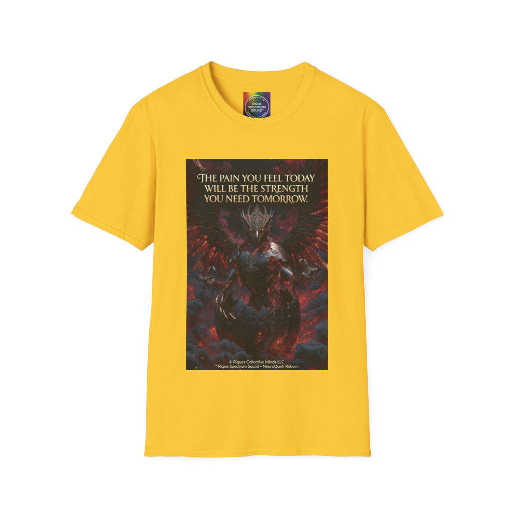 Phoenix Rising T‑Shirt — Fiery Angelic Illustration with Inspirational Text