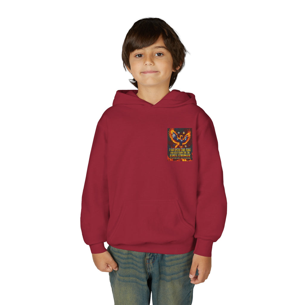 Youth Hoodie — 'Stay Wild, Be Brave' Heart Flame Graphic