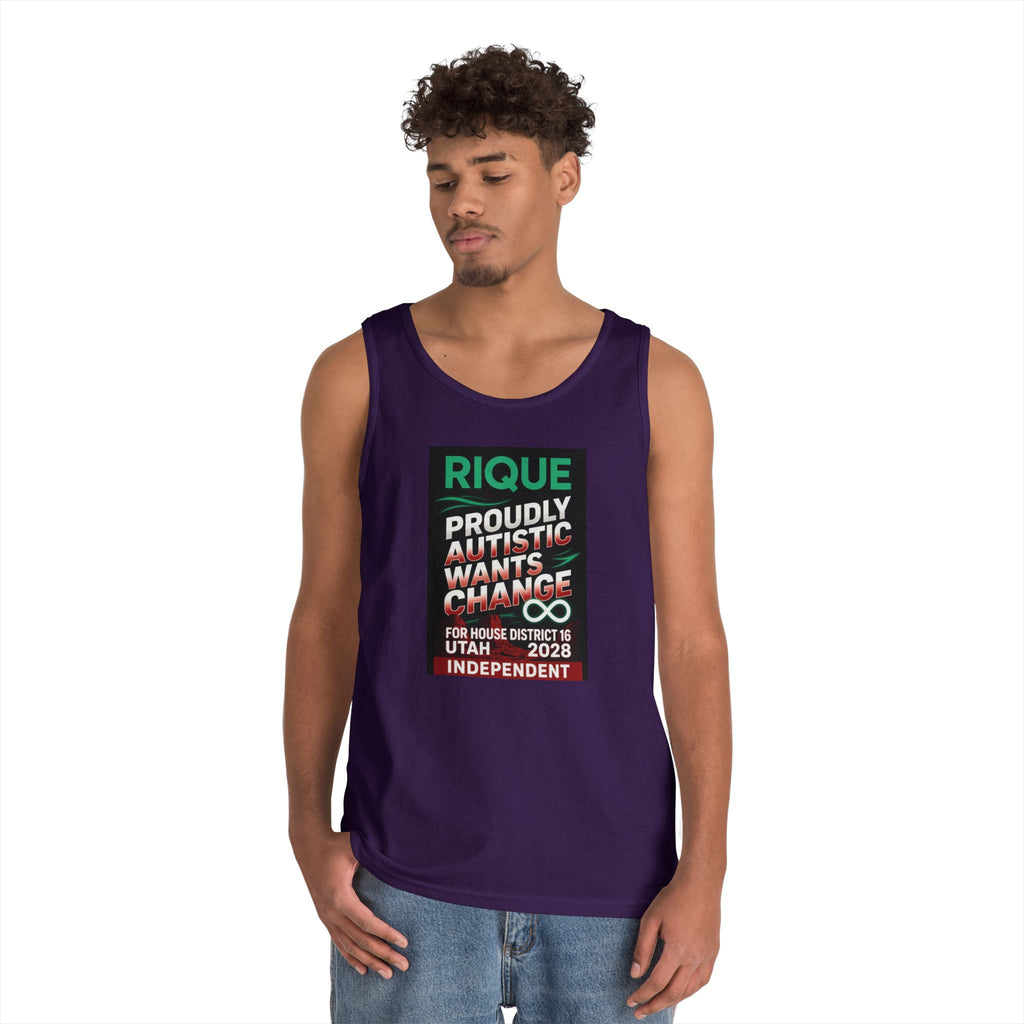 Autistic Pride Campaign Tank – “Proudly Autistic, Wants Change” Political Pride Tank