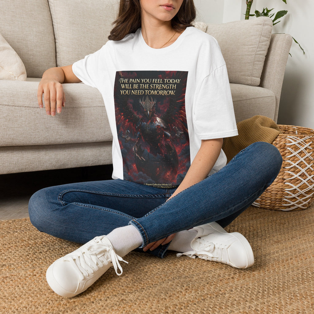 Phoenix Rising T‑Shirt — Fiery Angelic Illustration with Inspirational Text