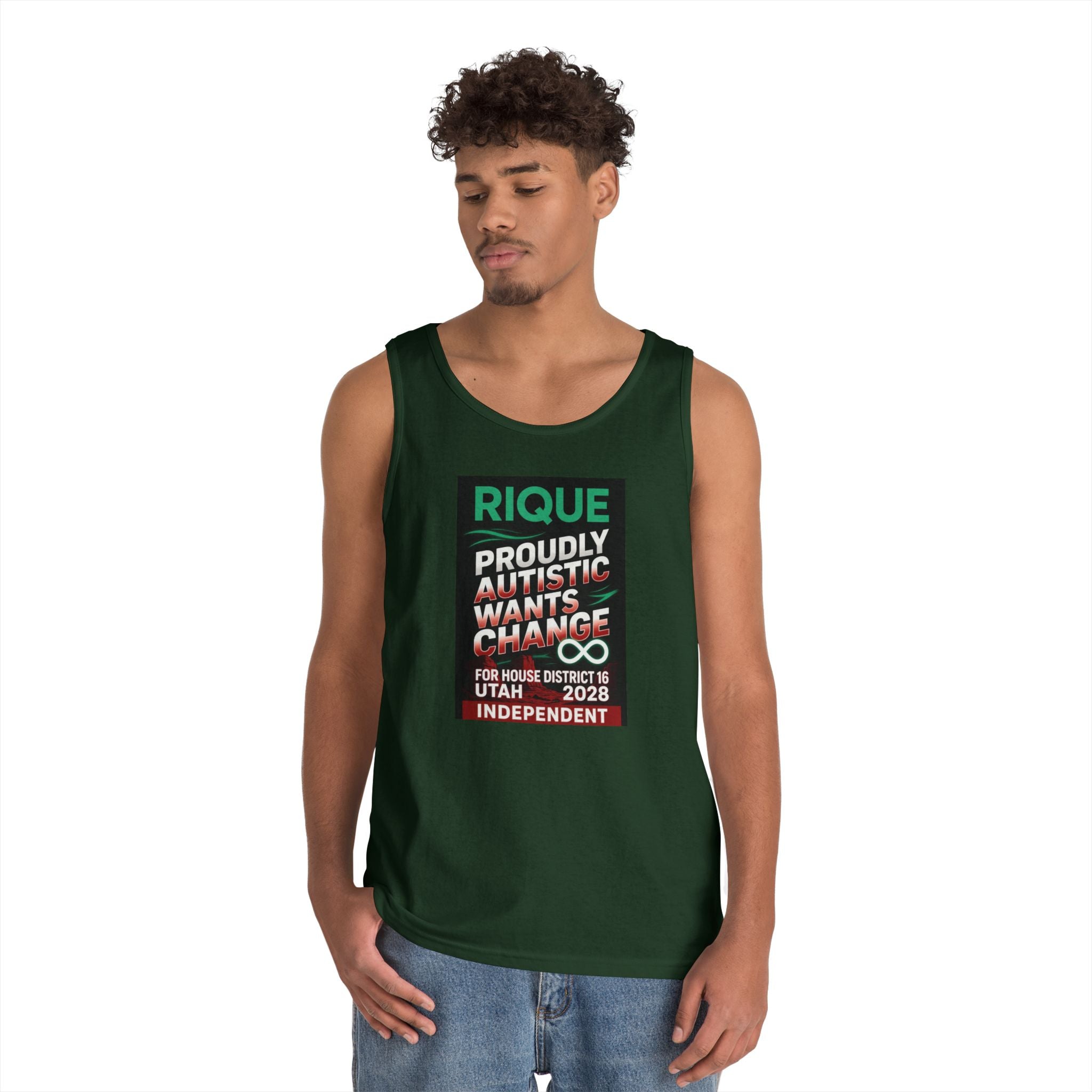 Autistic Pride Campaign Tank – “Proudly Autistic, Wants Change” Political Pride Tank