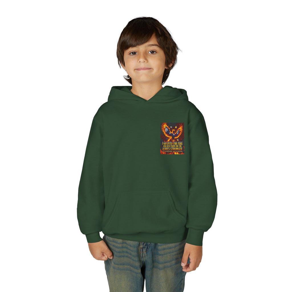 Youth Hoodie — 'Stay Wild, Be Brave' Heart Flame Graphic