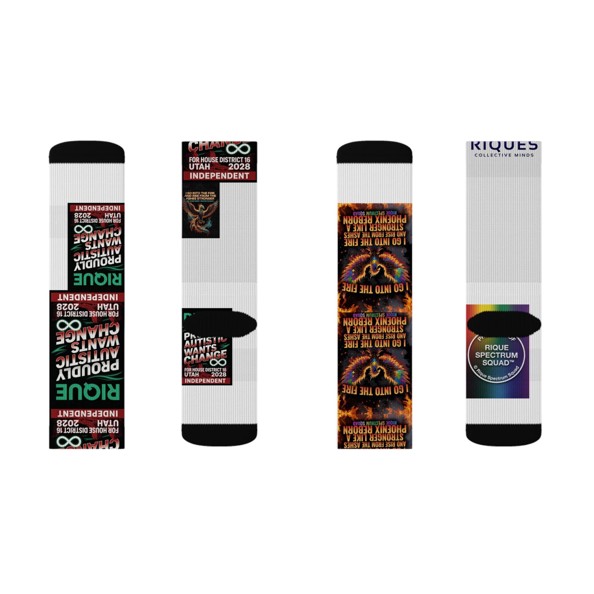 Political Quote Sublimation Socks — 'True' Protest Graphic Crew Socks
