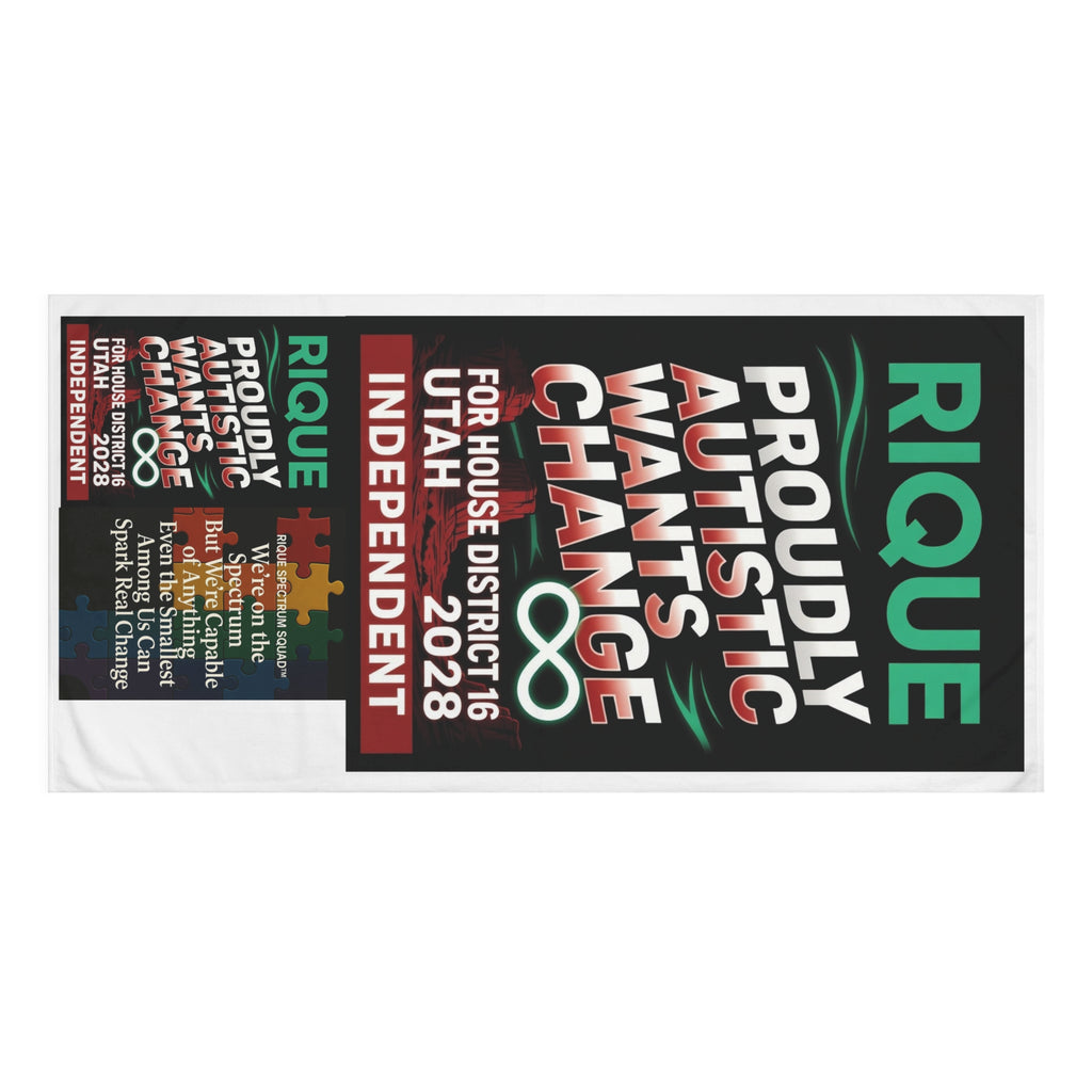 Campaign Beach Towel — "Proudly Autistic Wants Change" Political Support Towel