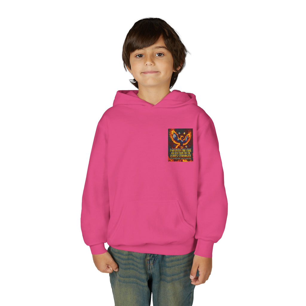 Youth Hoodie — 'Stay Wild, Be Brave' Heart Flame Graphic