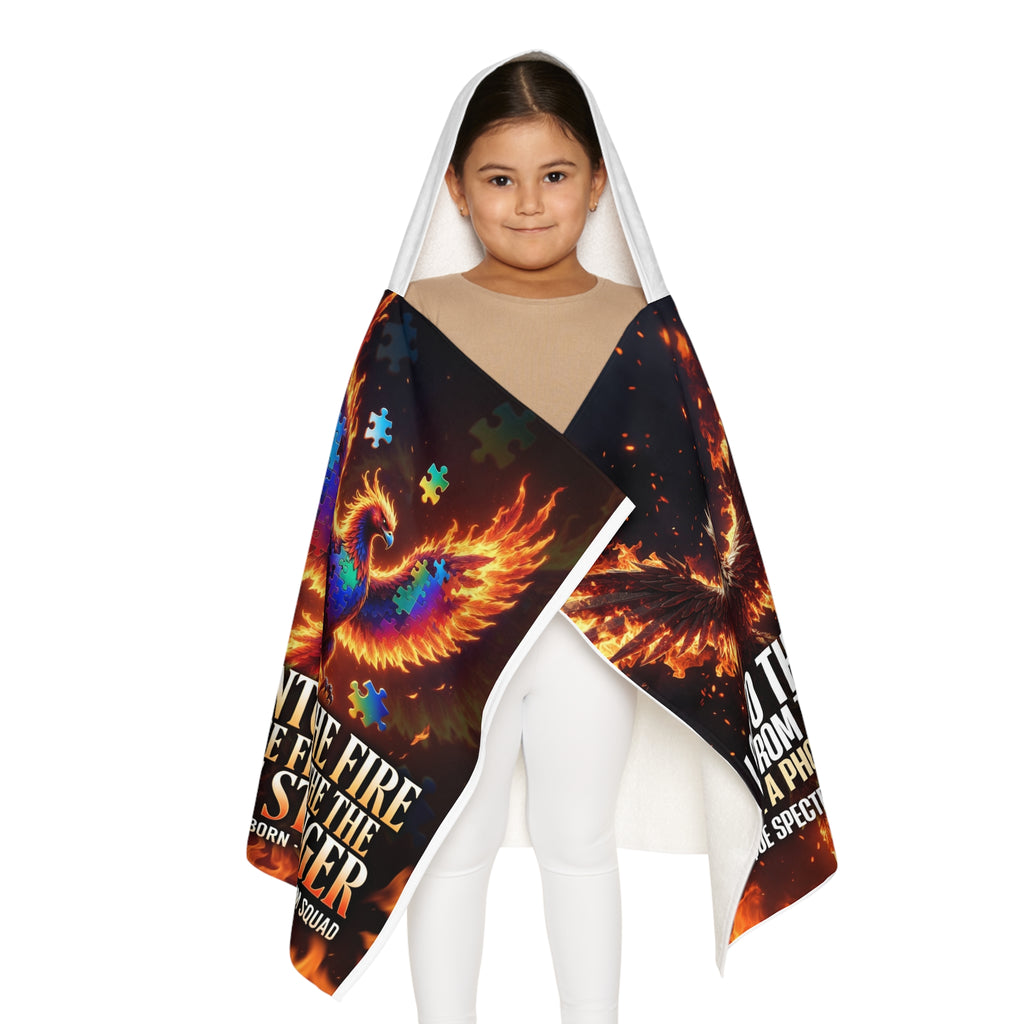 Phoenix Hooded Towel — "I Go Into the Fire and Rise From the Ashes Stronger" Youth Bath Wrap
