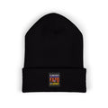 Embroidered Classic Cuffed Beanie — Minimal Black Patch Design