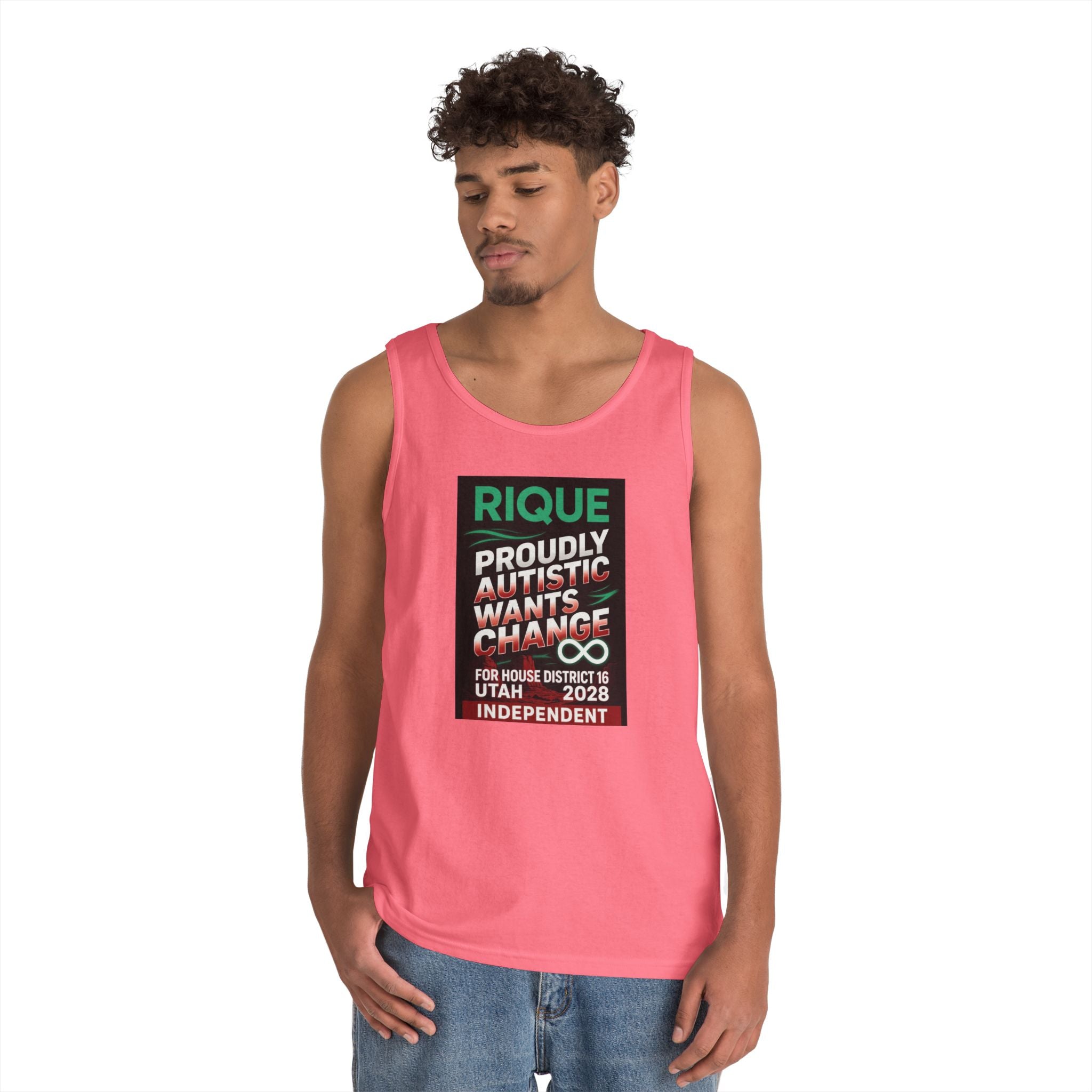 Autistic Pride Campaign Tank – “Proudly Autistic, Wants Change” Political Pride Tank