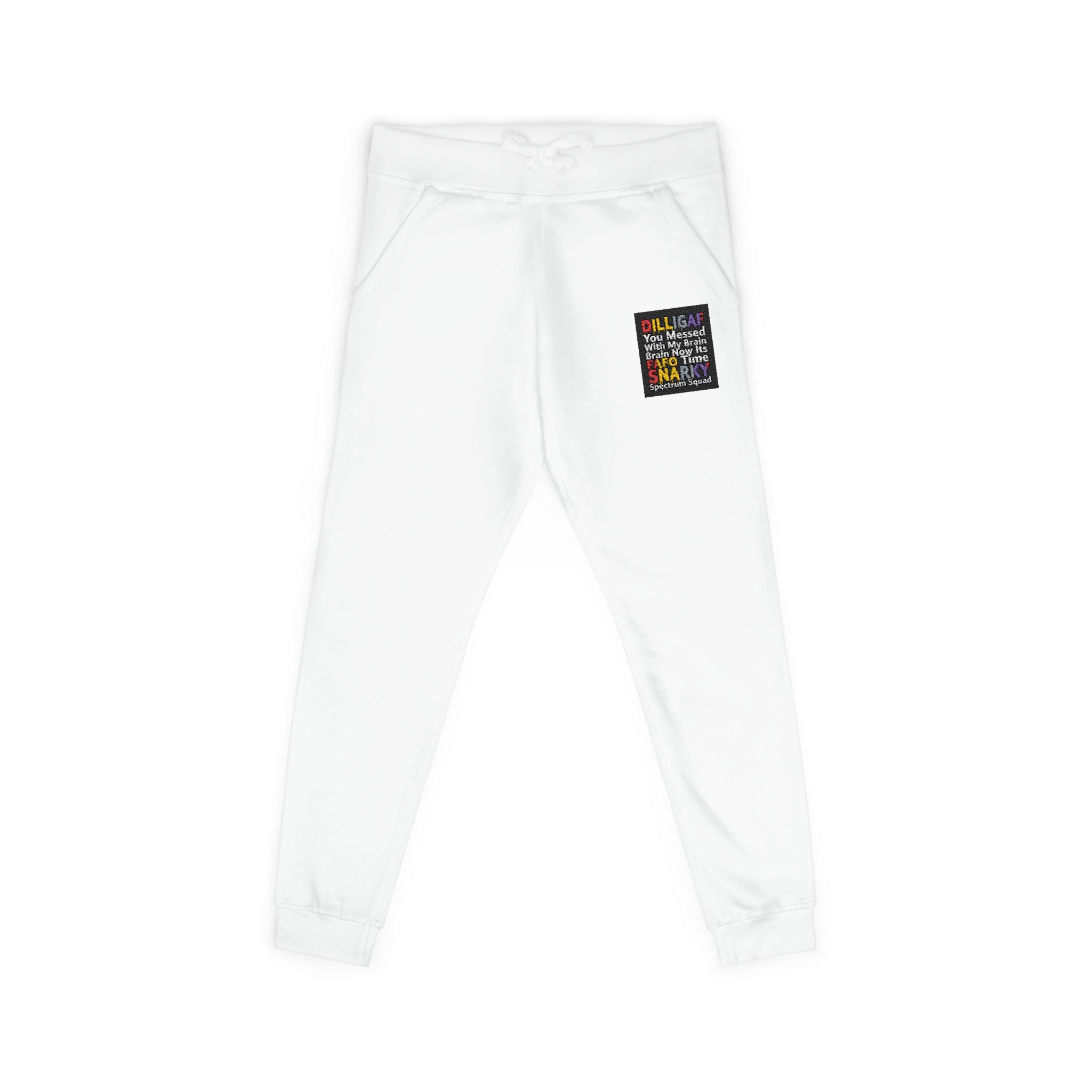 Embroidered Colorblock QR Joggers — Casual Fleece Sweatpants