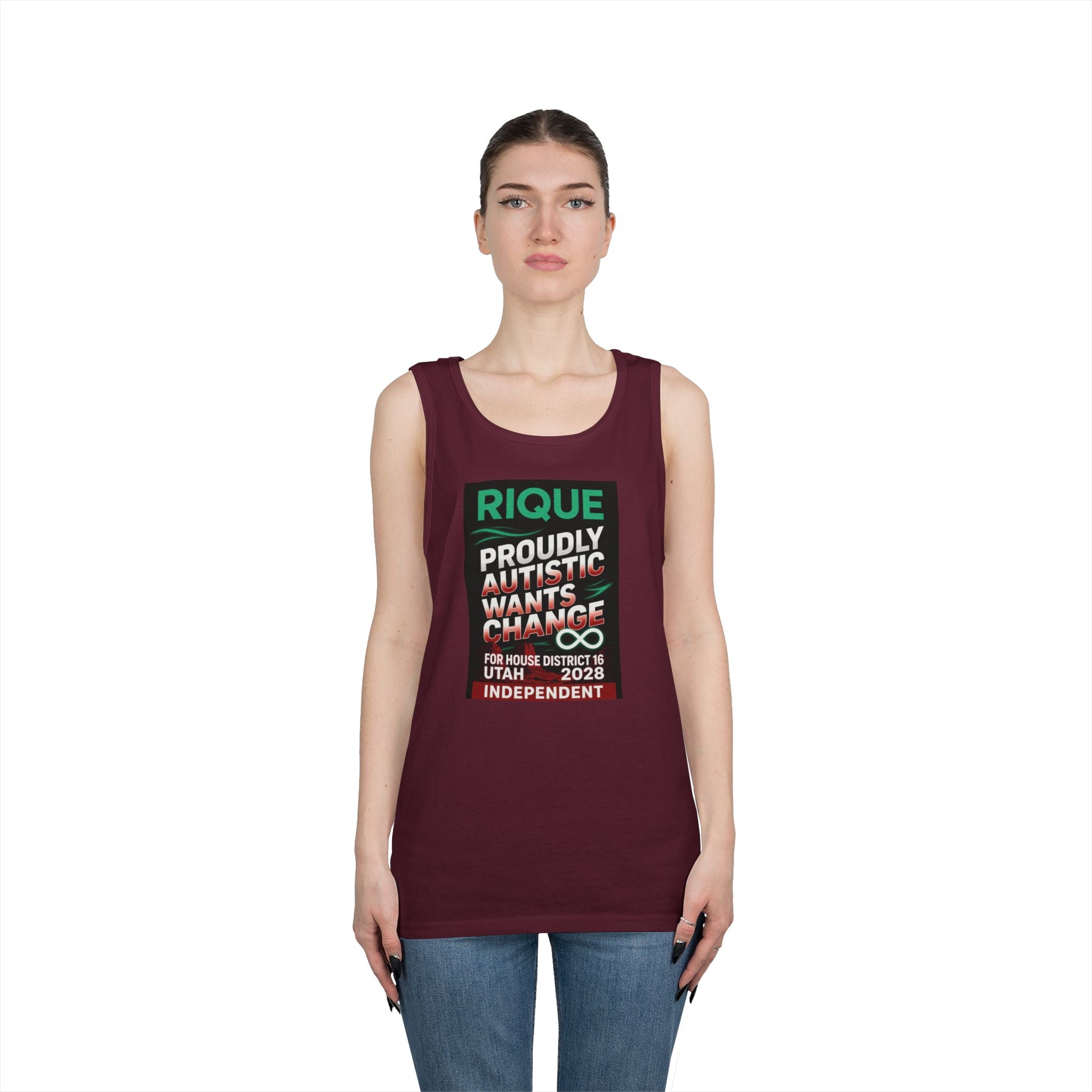 Autistic Pride Campaign Tank – “Proudly Autistic, Wants Change” Political Pride Tank