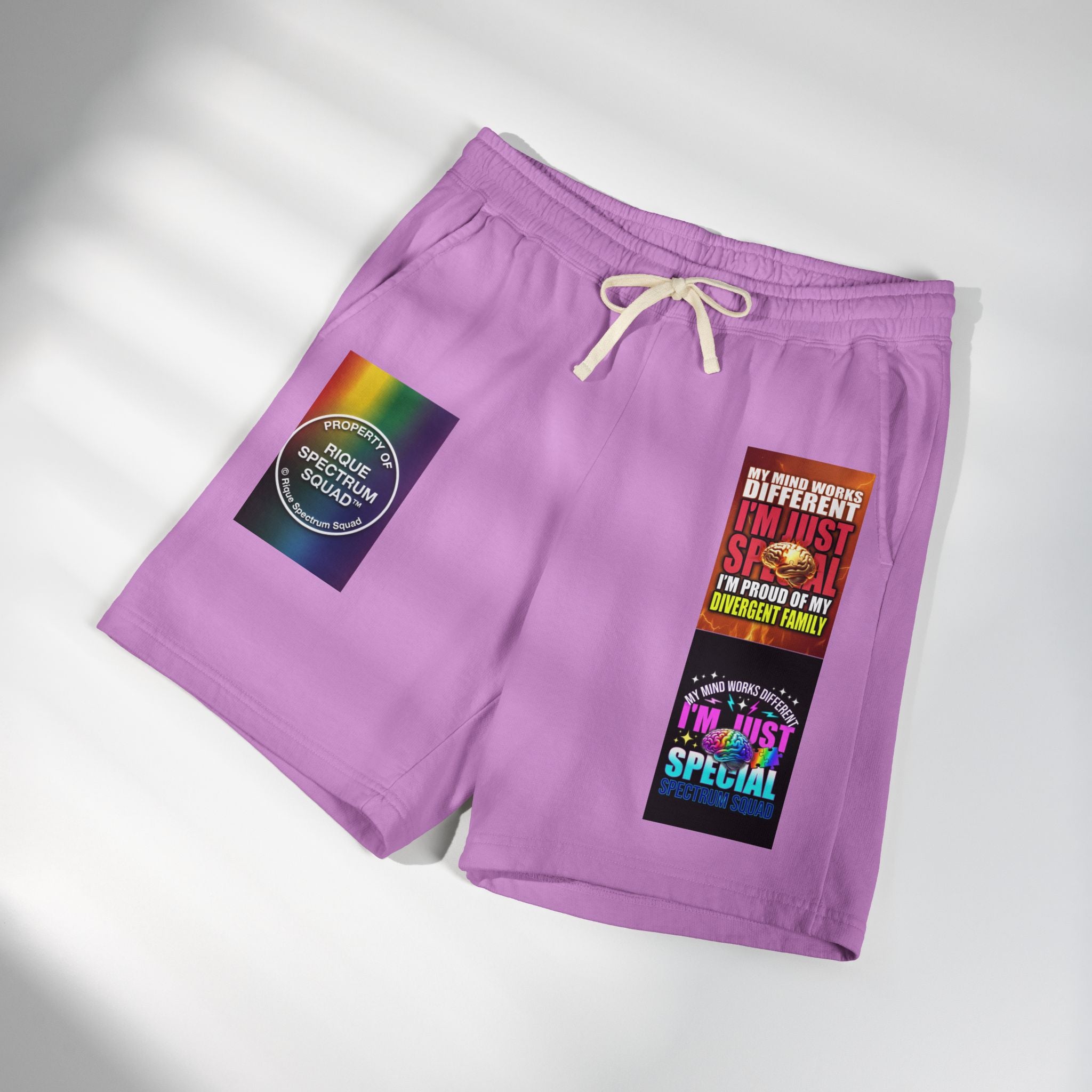 Pride Graphic Sweat Shorts — "I'm Just Special" & Rainbow Spectrum Patch
