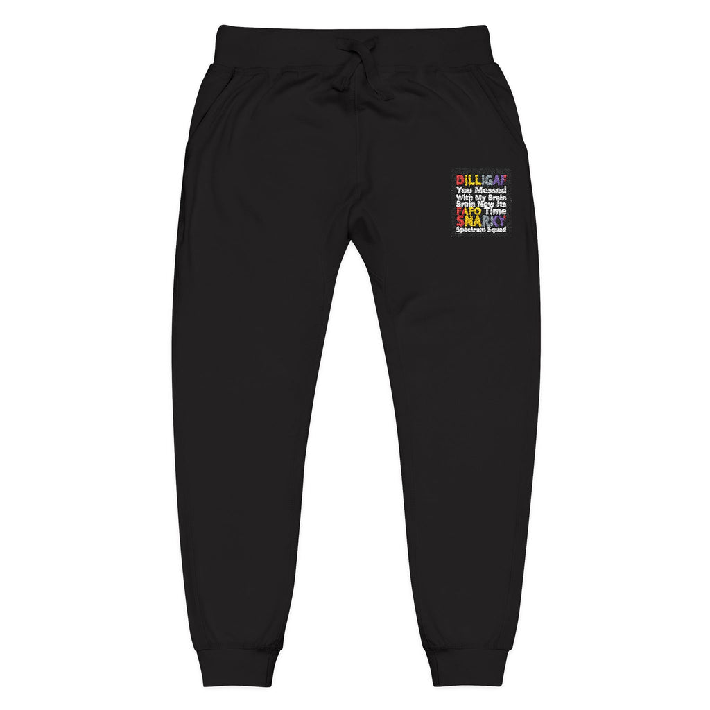 Embroidered Colorblock QR Joggers — Casual Fleece Sweatpants