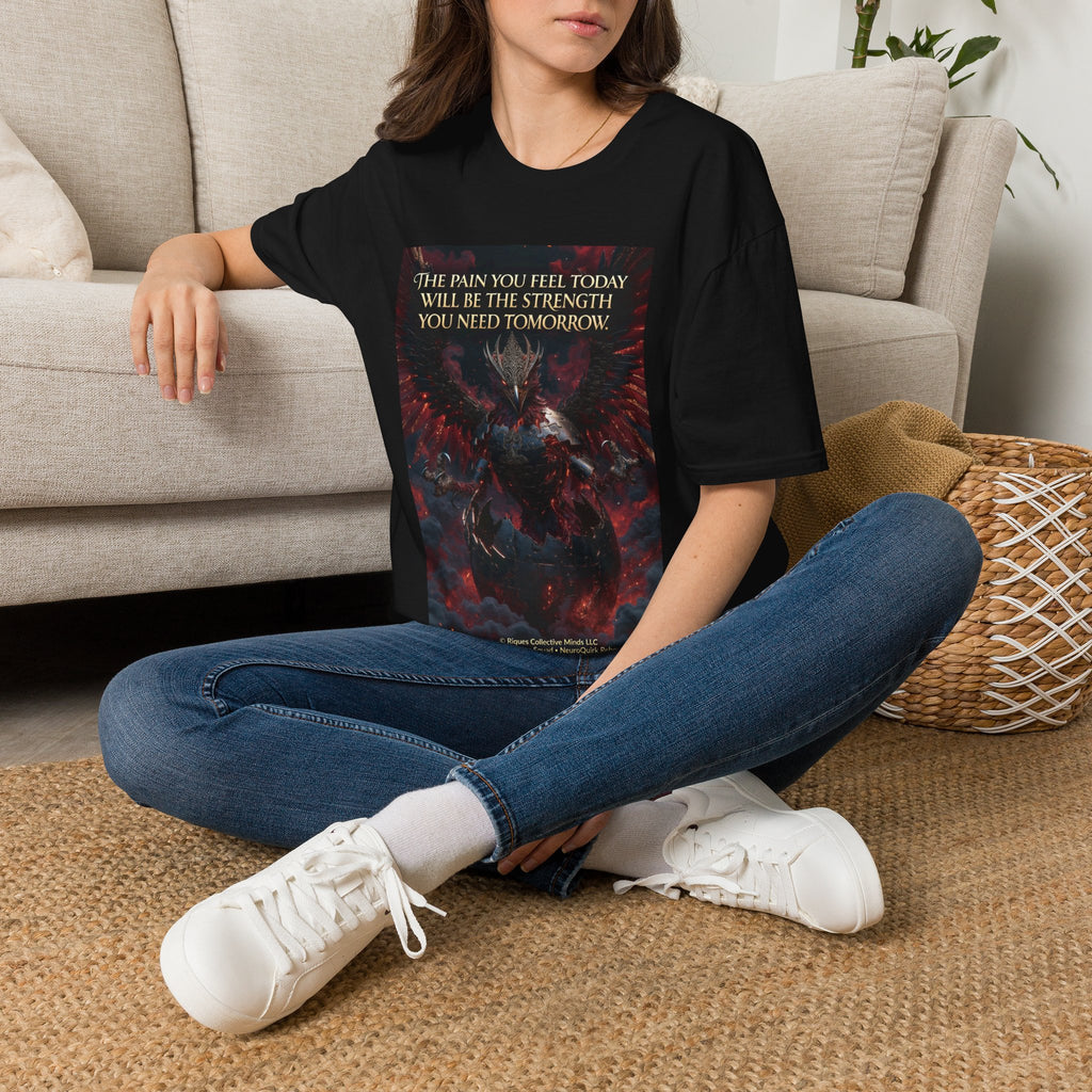 Phoenix Rising T‑Shirt — Fiery Angelic Illustration with Inspirational Text