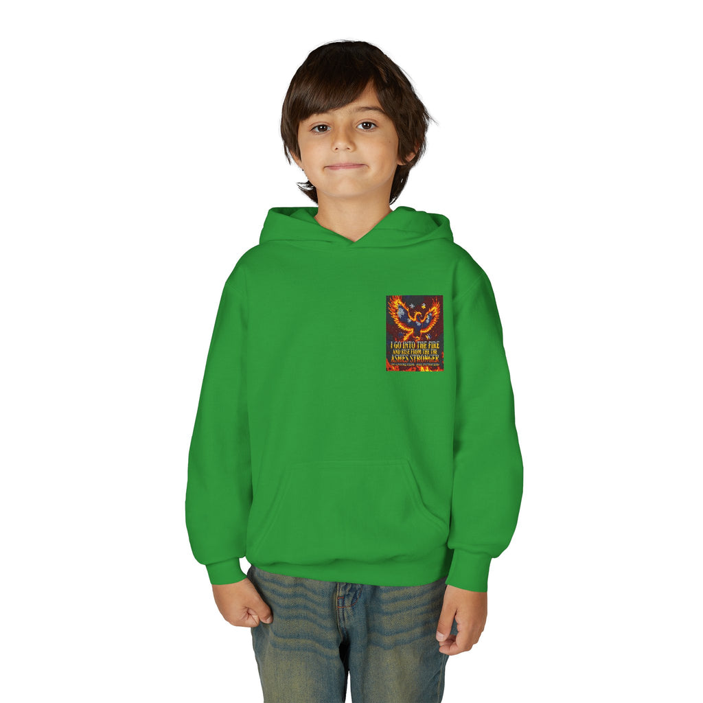 Youth Hoodie — 'Stay Wild, Be Brave' Heart Flame Graphic