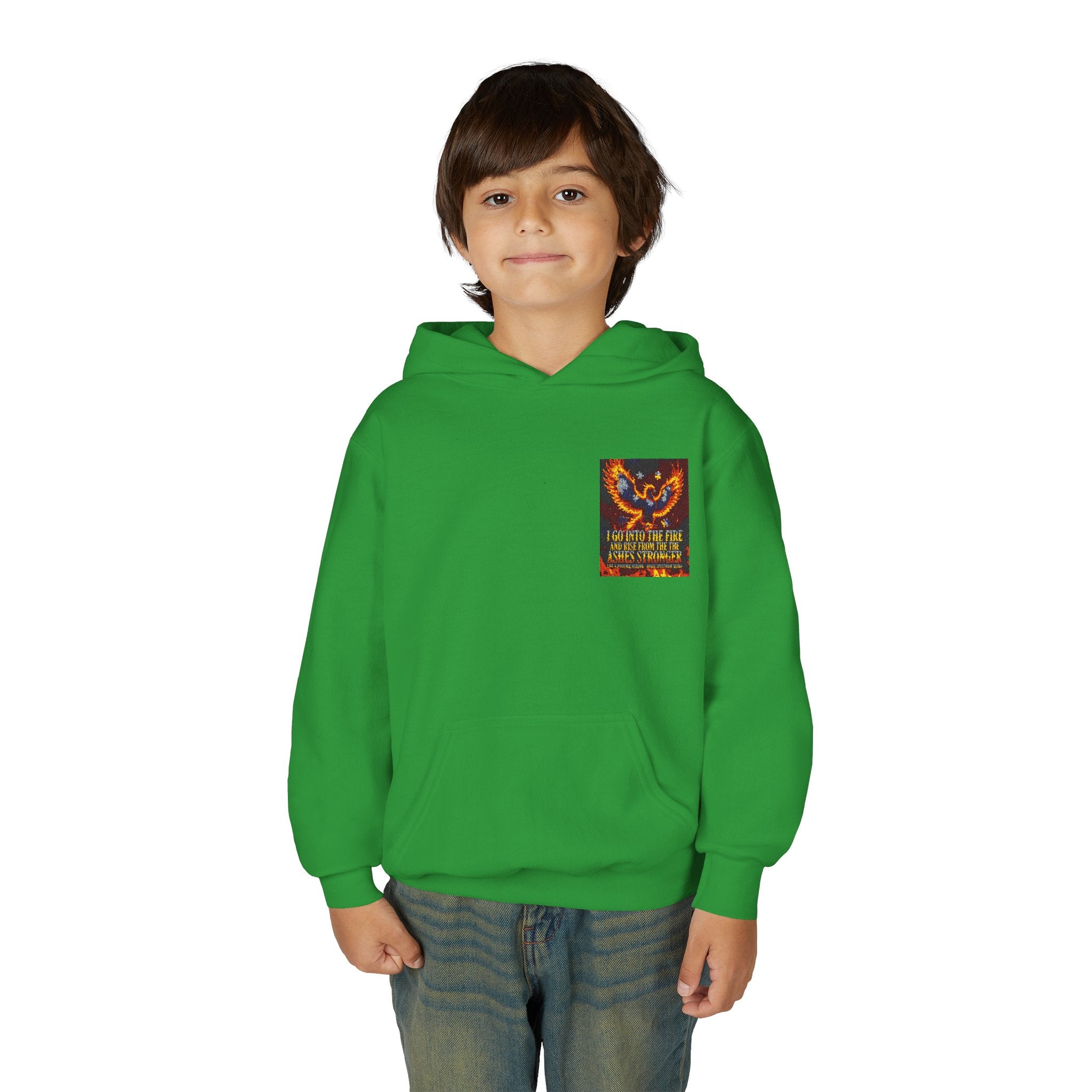 Youth Hoodie — 'Stay Wild, Be Brave' Heart Flame Graphic