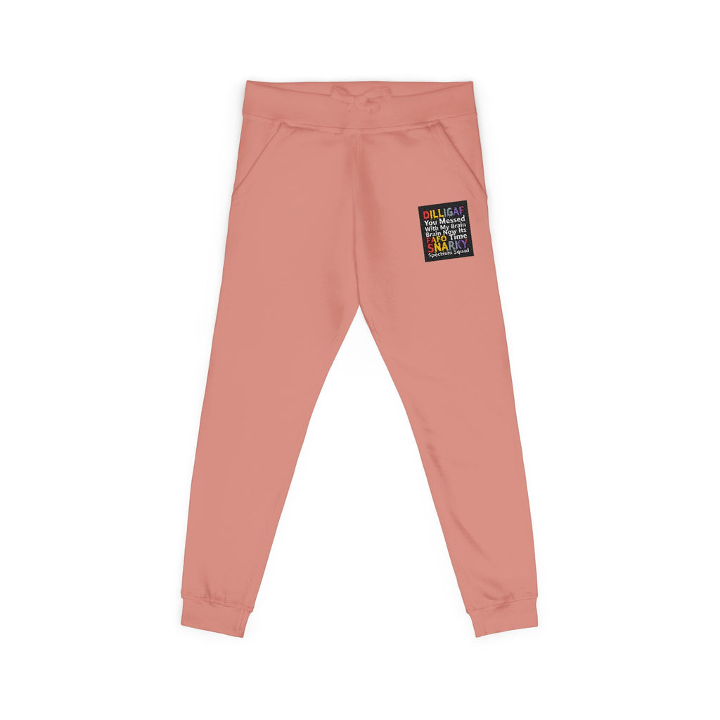 Embroidered Colorblock QR Joggers — Casual Fleece Sweatpants