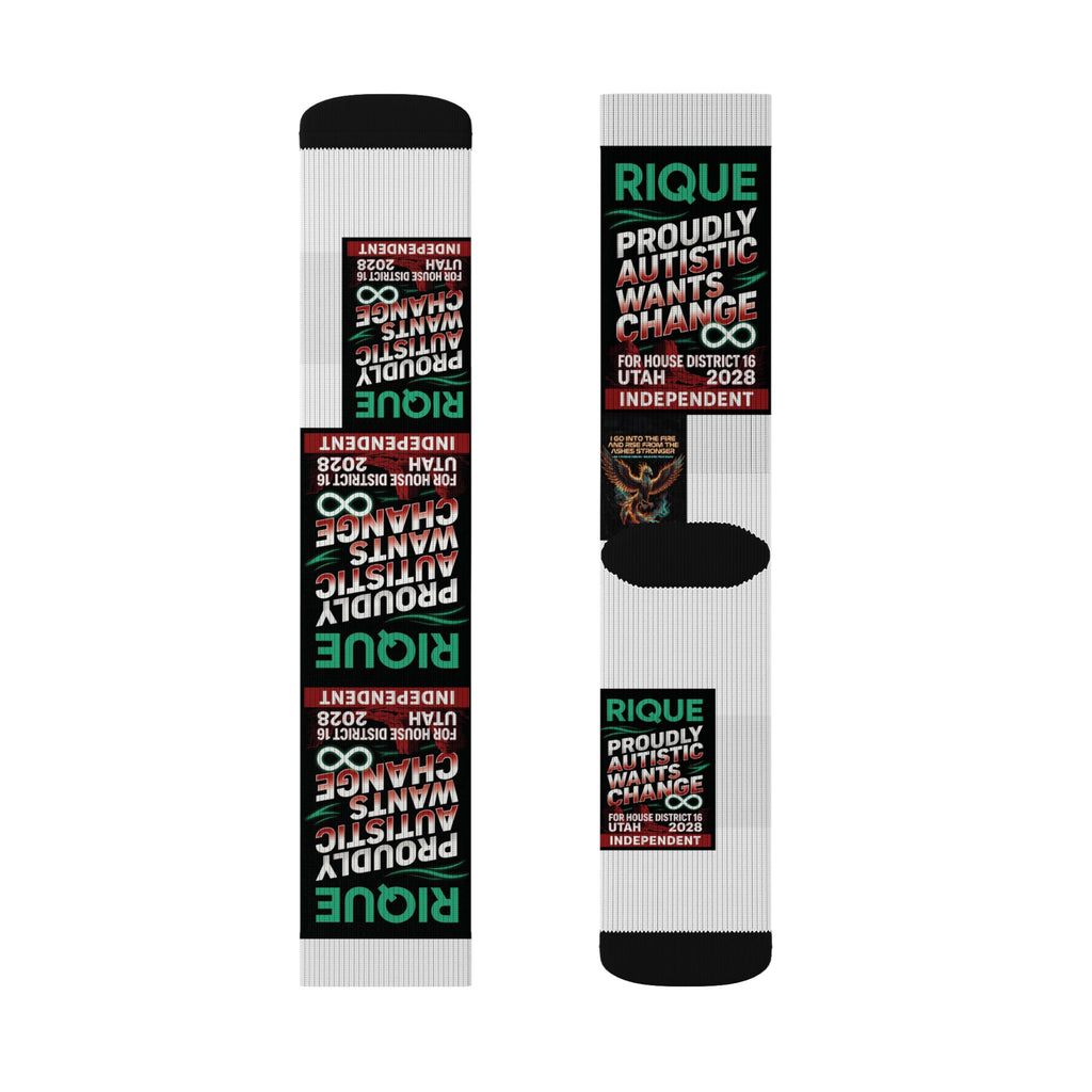 Political Quote Sublimation Socks — 'True' Protest Graphic Crew Socks