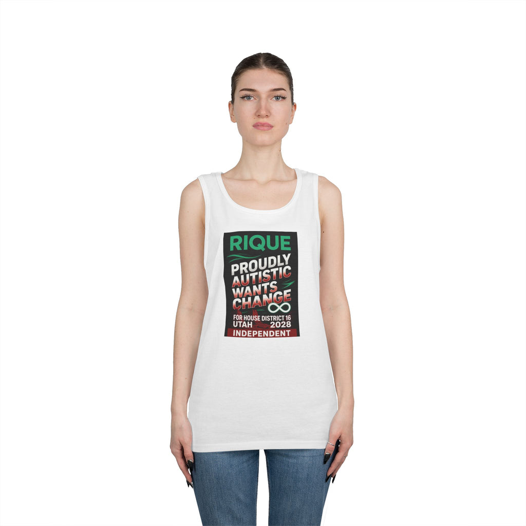 Autistic Pride Campaign Tank – “Proudly Autistic, Wants Change” Political Pride Tank