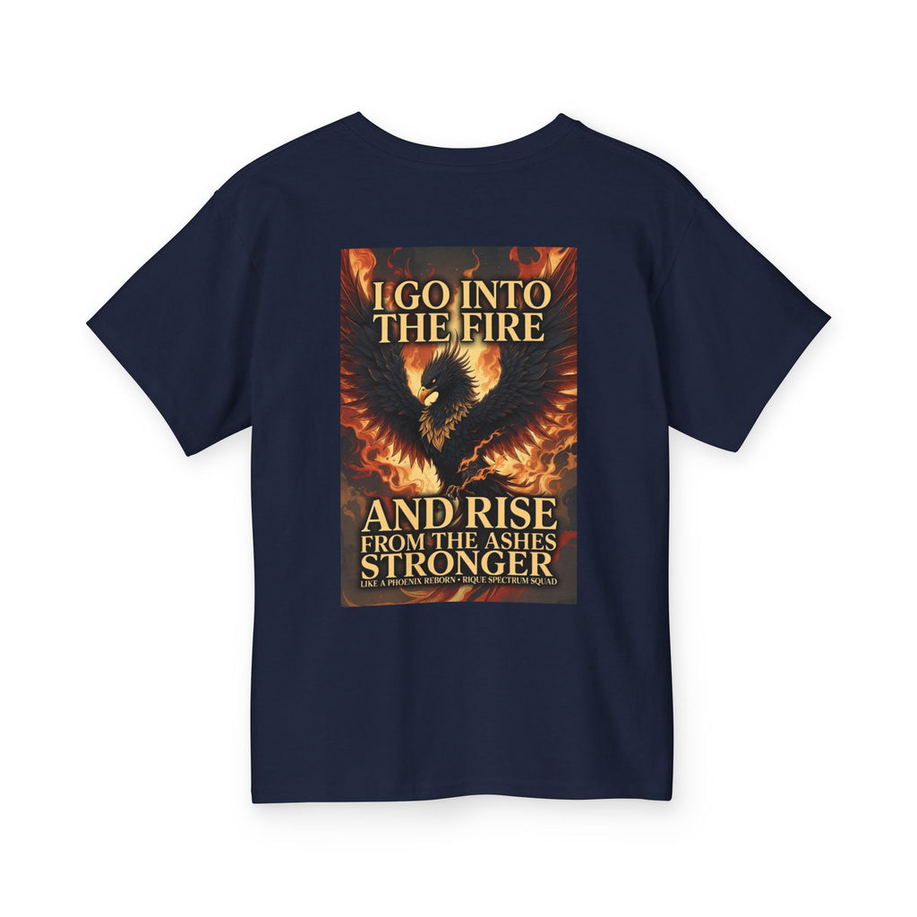 Youth Tee — "Go Into the Fire and Rise" Phoenix Graphic