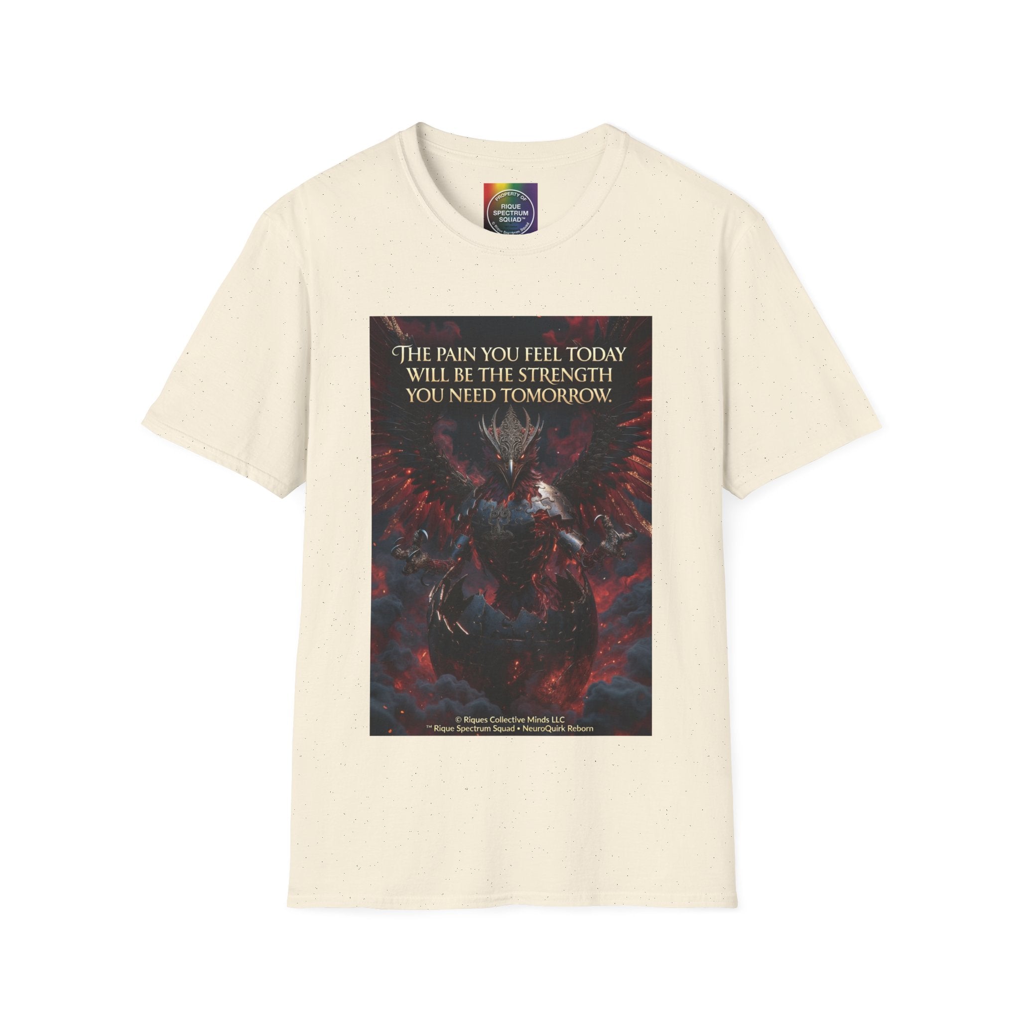 Phoenix Rising T‑Shirt — Fiery Angelic Illustration with Inspirational Text