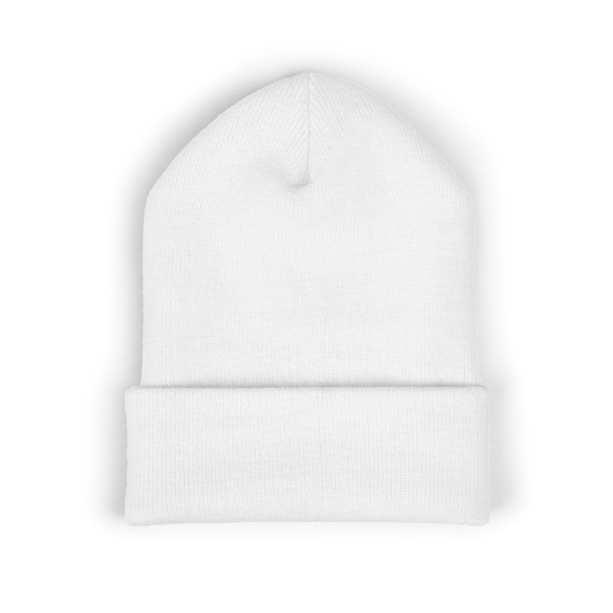 Embroidered Classic Cuffed Beanie — Minimal Black Patch Design