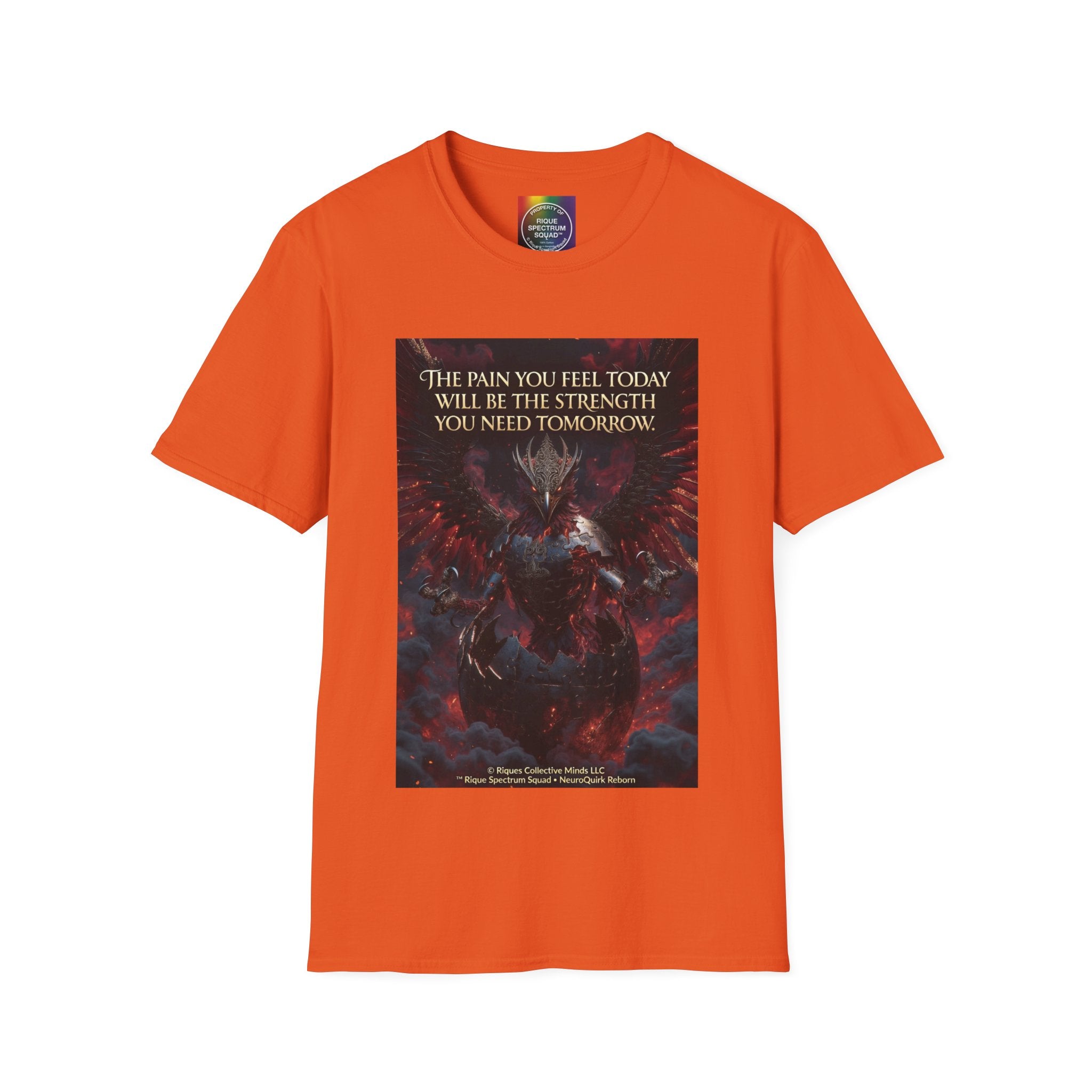 Phoenix Rising T‑Shirt — Fiery Angelic Illustration with Inspirational Text
