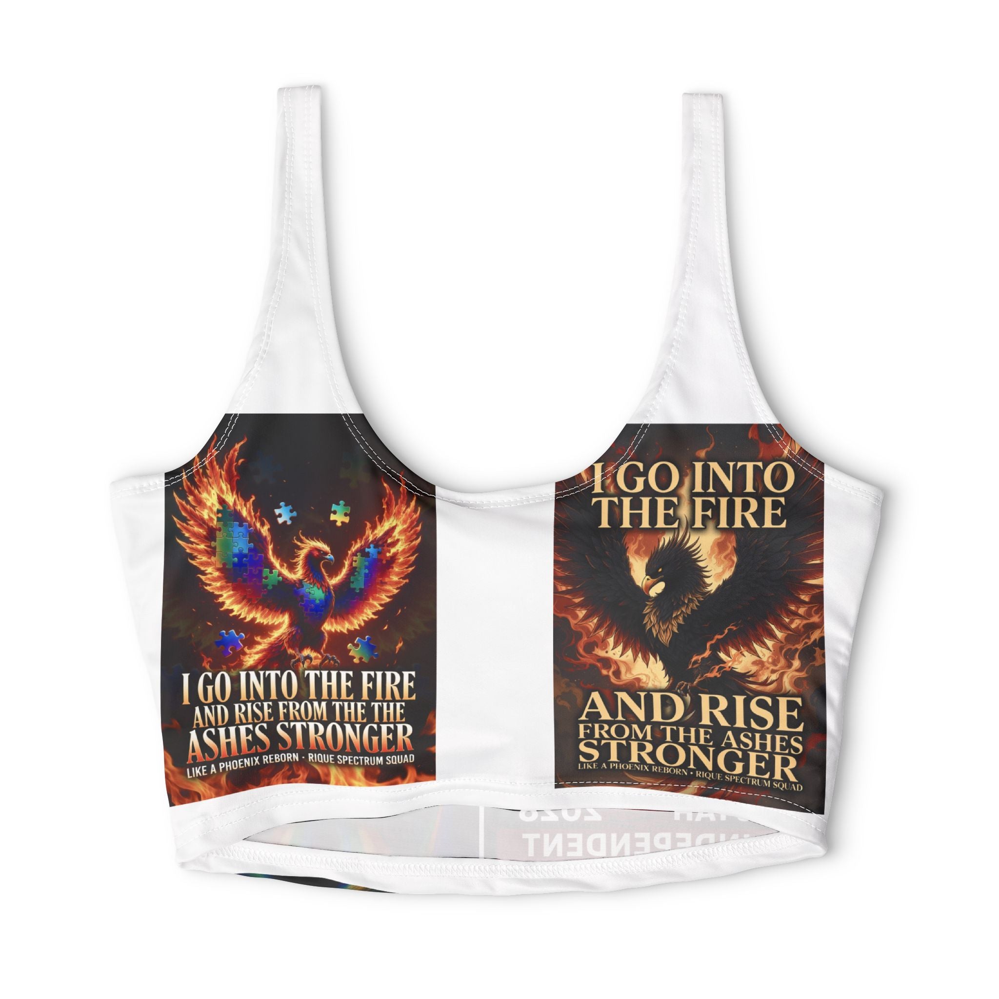 Autism Pride Sports Bra — Rique Spectrum Squad & 'Proudly Autistic Wants Change' All-Over Print