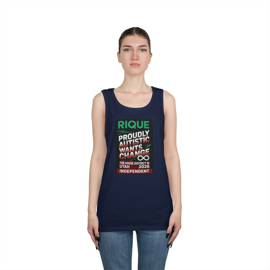 Autistic Pride Campaign Tank – “Proudly Autistic, Wants Change” Political Pride Tank