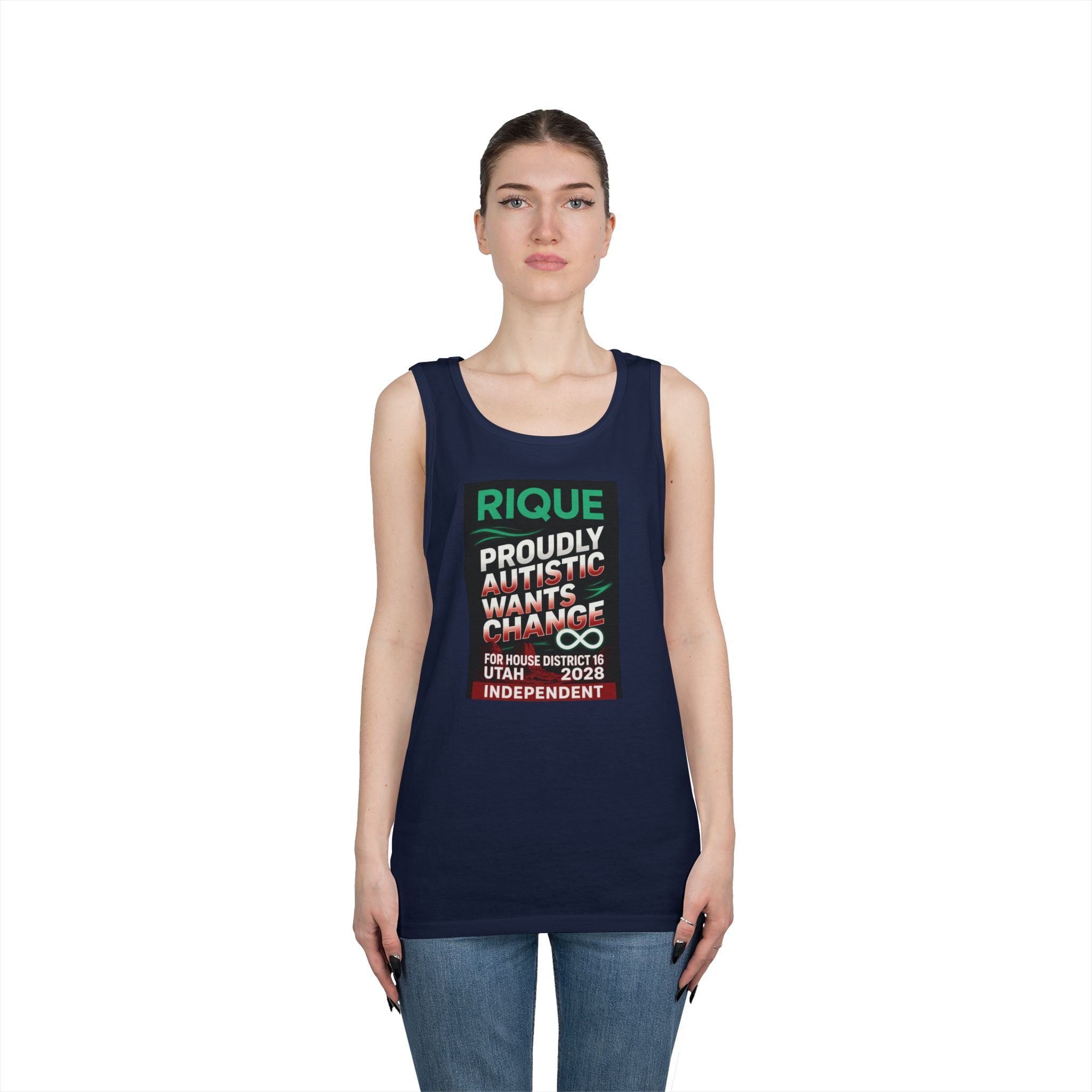 Autistic Pride Campaign Tank – “Proudly Autistic, Wants Change” Political Pride Tank