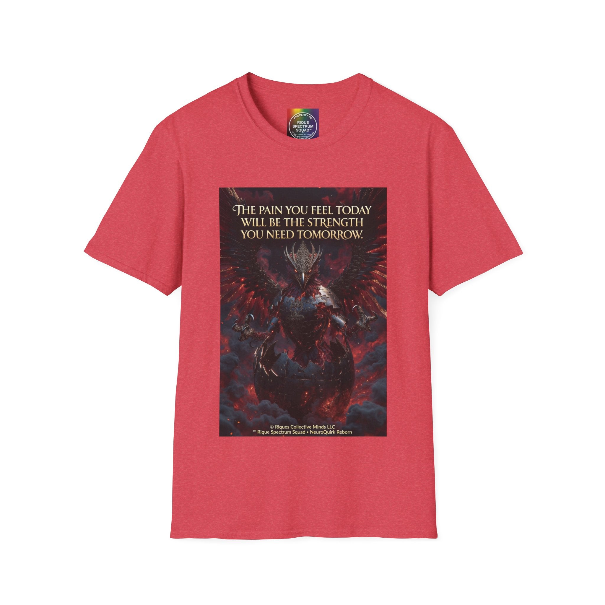Phoenix Rising T‑Shirt — Fiery Angelic Illustration with Inspirational Text