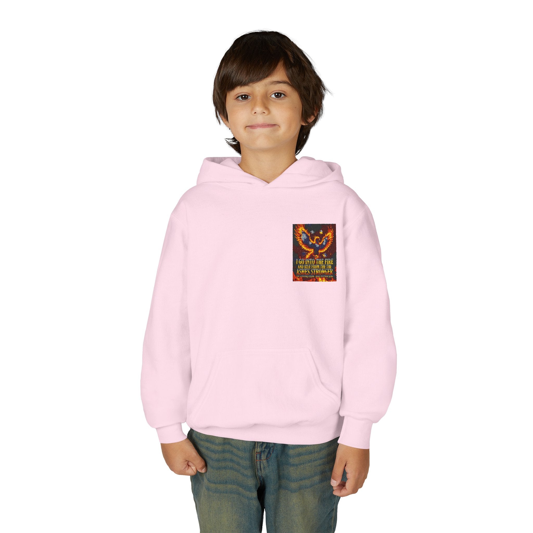Youth Hoodie — 'Stay Wild, Be Brave' Heart Flame Graphic
