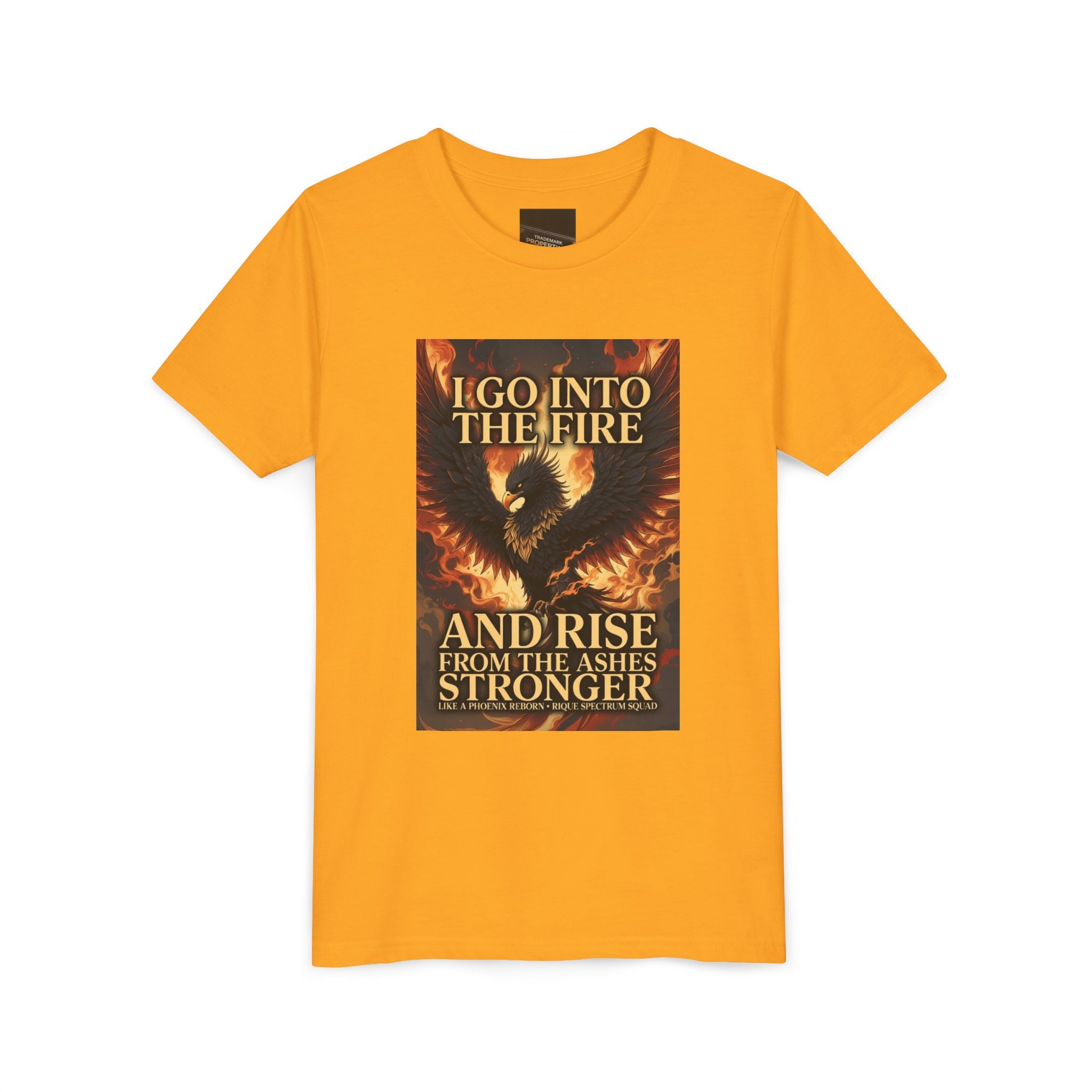 Youth Tee — Inspirational Phoenix 'I Go Into the Fire and Rise from the Ashes Stronger'