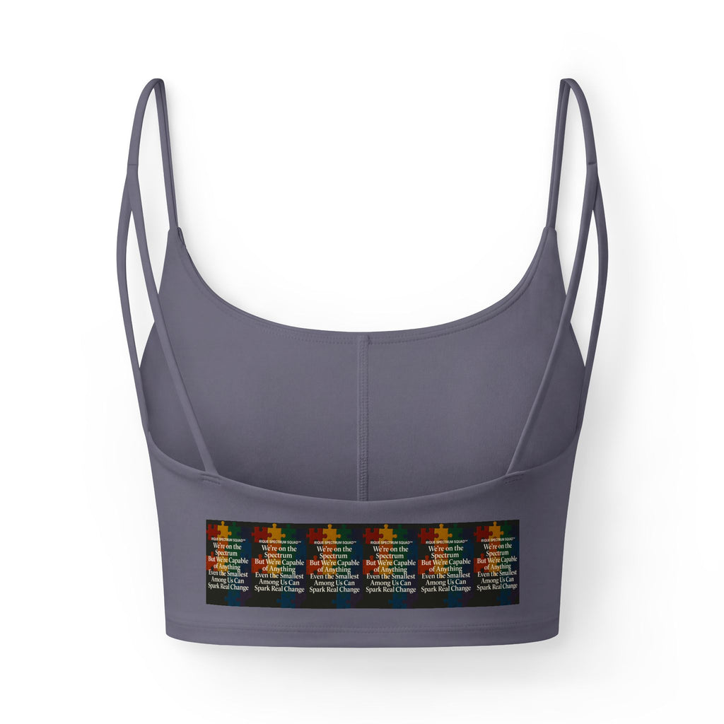 Women's Luxe Bra — Rique Spectrum Squad Pride Crop with Inclusive Rainbow Design