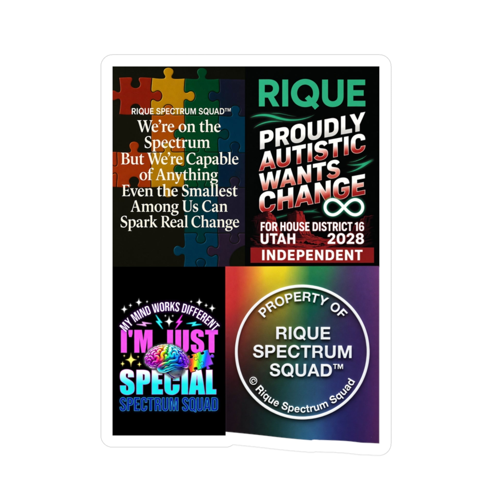 Autism Pride Kiss-Cut Vinyl Decal Sheet — Rique Spectrum Squad Stickers (Window-Ready)