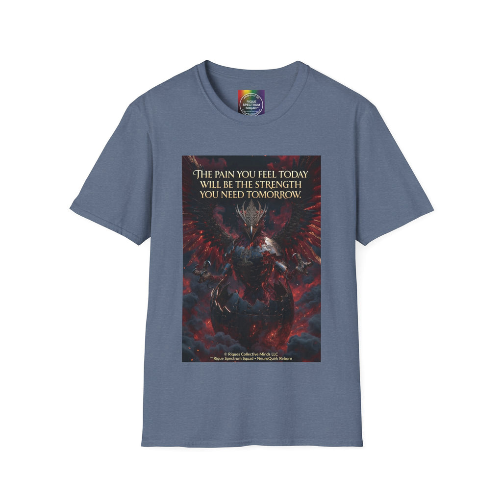 Phoenix Rising T‑Shirt — Fiery Angelic Illustration with Inspirational Text