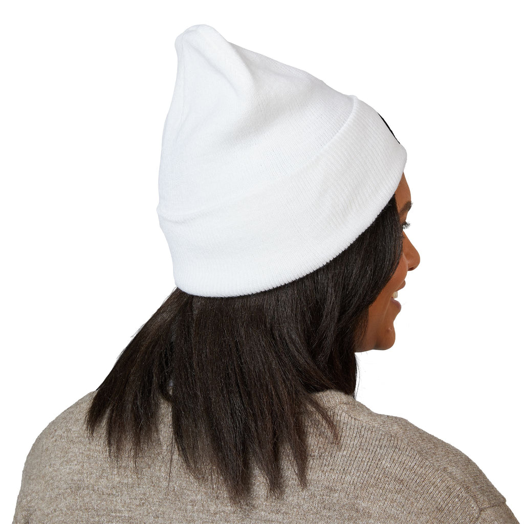 Embroidered Classic Cuffed Beanie — Minimal Black Patch Design