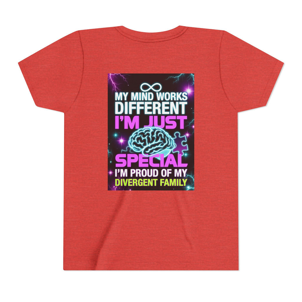 Youth Tee - "My Mind Works Different I'm Just Special" Divergent Family Pride