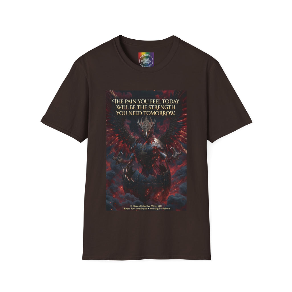 Phoenix Rising T‑Shirt — Fiery Angelic Illustration with Inspirational Text