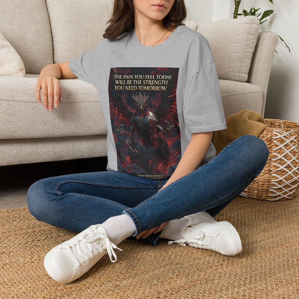 Phoenix Rising T‑Shirt — Fiery Angelic Illustration with Inspirational Text