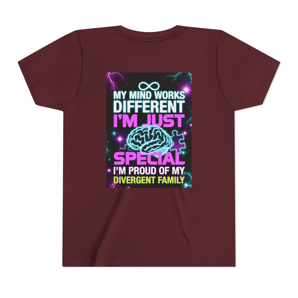 Youth Tee - "My Mind Works Different I'm Just Special" Divergent Family Pride