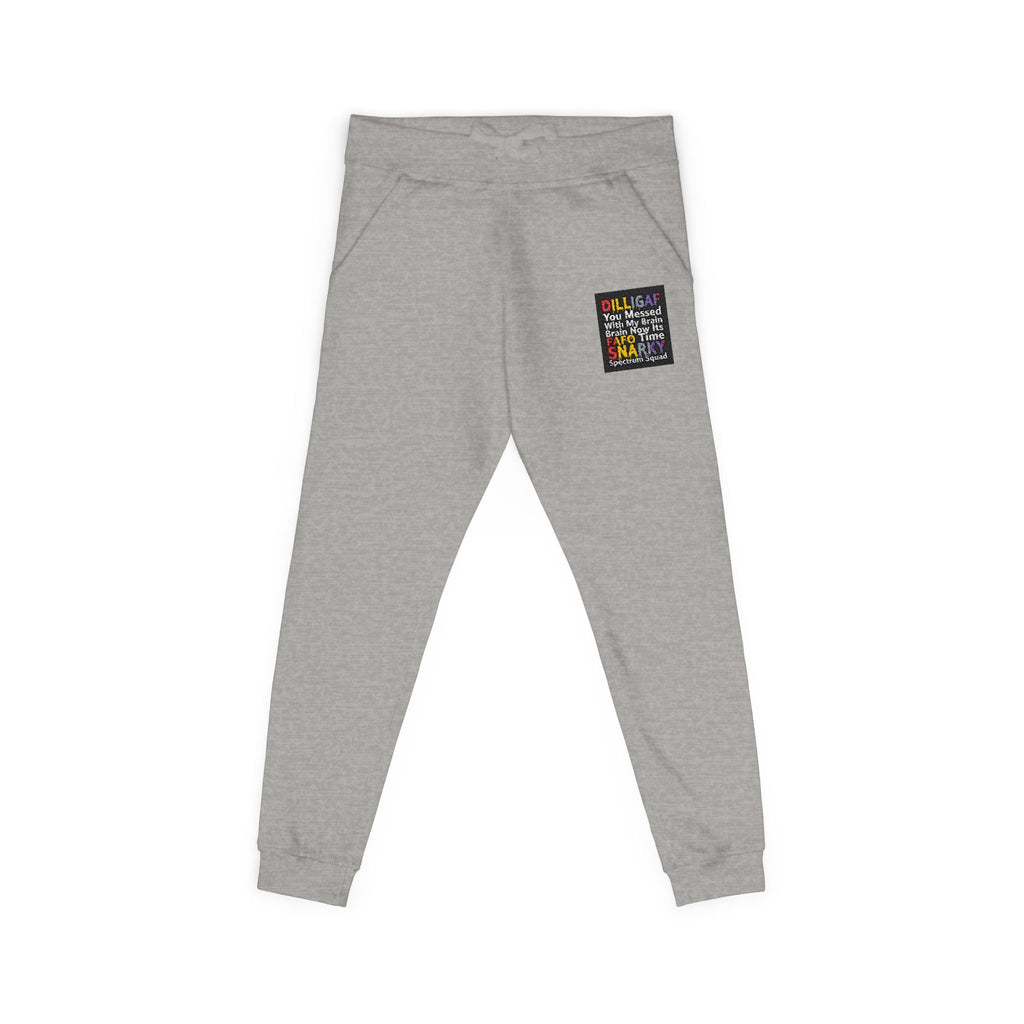 Embroidered Colorblock QR Joggers — Casual Fleece Sweatpants