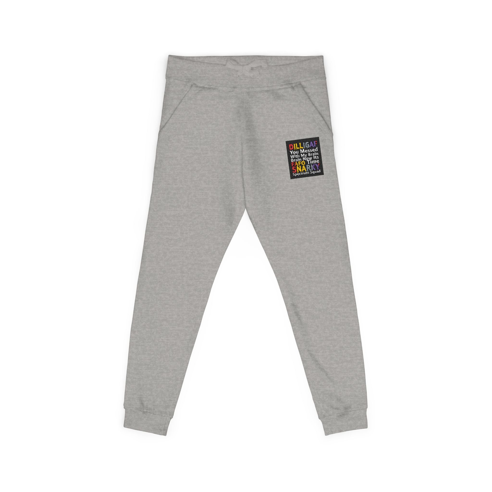 Embroidered Colorblock QR Joggers — Casual Fleece Sweatpants